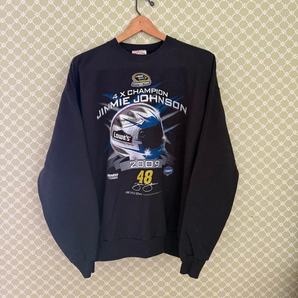 Vintage 2000 chase authentic Jimmie Johnson graphic black racing nascar crewneck